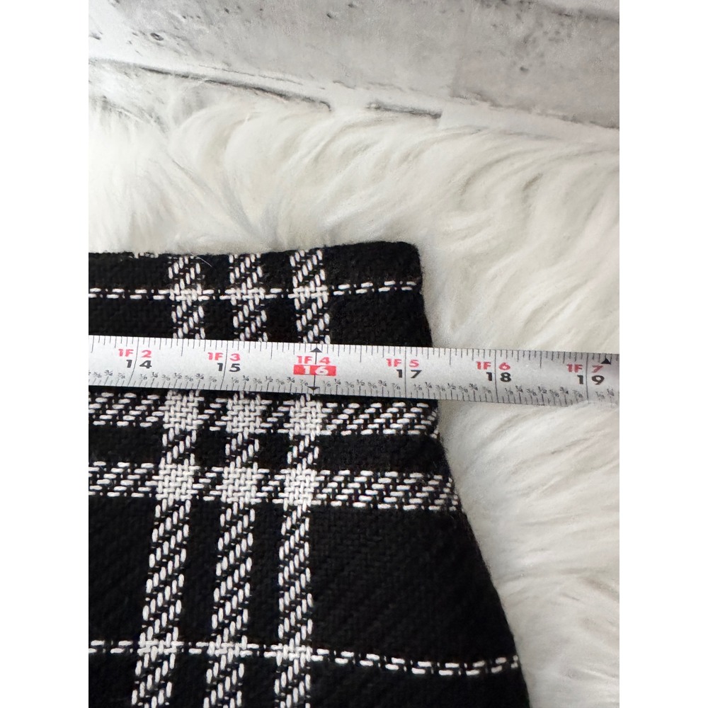 J. Crew Plaid A-Line Skirt‎ Black White Tweed Women's Size 12 - Picture 6 of 8
